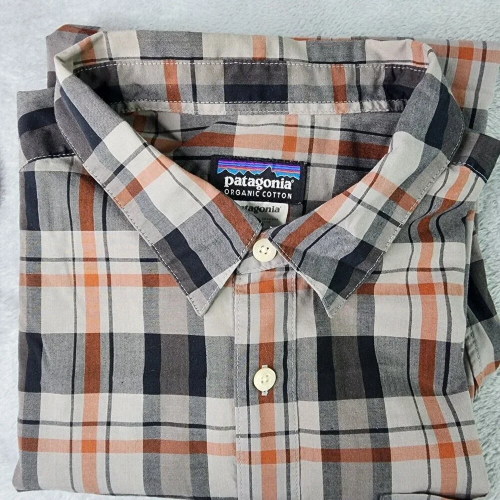 Patagonia Shirt Men Medium Plaid Organic Cotton Long Sleeve Casual Preppy Office